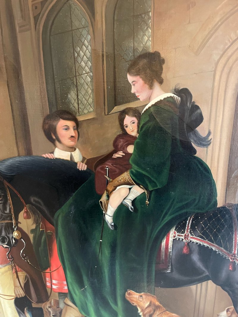 An Extra Large Oil on Canvas Painting Aft. Sir Edwin Henry Landseer, RA of Return from Hawking  177 X 263 X 12 cm - Image 9